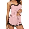 thumbnail image 1 of UPPADA Womens 2 Piece Satin Pajamas Sets Sleepwear Cami Shorts Set Silk Sleepwear Nightdress Lace Nightgown Set Pajamas Short Pajama Set Pink,L, 1 of 8