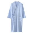 thumbnail image 1 of UPPADA Womens 2 Piece Silk Pajamas Set Ruffle Solid Satin Kimono Robe Half Sleeve Bathrobe Bridesmaid Comfy Nightgowns with Belt Light Blue,L, 1 of 3