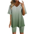 thumbnail image 1 of UPPADA Womens 2 Piece Summer Outfit 2025 Two Piece Lounge Set Vacation Running Sets Oversized Tshirts Biker Short Fashion Green,S, 1 of 4