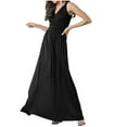 thumbnail image 1 of UPPADA Womens 2026 formal Evening Gowns Maxi Dress Cocktail Party V Neck Sleeveless Wedding Guest Long Elegant Dress Pleated Loose Dresses Black,M, 1 of 5
