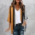 thumbnail image 1 of UPPADA Womens 3/4 Sleeve Kimono Beach Cover up Floral Print Chiffon Cardigan Casual Flowy Lightweight Open Front Tees Black,M, 1 of 5