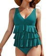 thumbnail image 1 of UPPADA Womens Blouson Tankini Swimsuits Ruffle Tankini Top with Briefs V Neck Solid Color Two Piece Bathing Suit Beach Swimsuit Slimming At The Waist Swimwear for Womens Green,S, 1 of 6