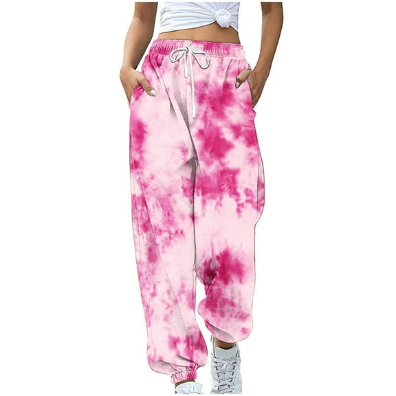 UPPADA Womens Breast Cancer Graphics Joggers Pants Pink Ribbon Print Loose Trousers Sweatpants for Women High Waist Breast Cancer Awareness Pants with Pockets Pink,S