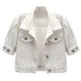 thumbnail image 1 of UPPADA Womens Button Demin Jackets Short Sleeve Open Front Outwear Jean Tunics Casual Dressy Crop Cardigans White,M, 1 of 9