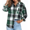 thumbnail image 1 of UPPADA Womens Button Down Flannel Shirts Long Sleeve Plaid Button Down Blouses Lightweight Jacket Business Dressy Casual Top with Pockets,Green Shirts for Women Trendy,L, 1 of 8