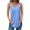 thumbnail image 1 of UPPADA Womens Casual Sleeveless Tank Top Polka Dot Print Tees V Neck Side Split Shirts Loose Fit Lightweight Comfy Tunic Blouses for Ladies Summer Outfit,blue tank tops M, 1 of 5