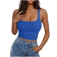 thumbnail image 1 of UPPADA Womens Casual Summer Tank Tops Adjustable Camisole Tops Sleeveless Square Neck Spaghetti Strap Tank Tops Solid Color Basic Shirt,Tank Top for Women Loose Fit Dark Blue,L, 1 of 7