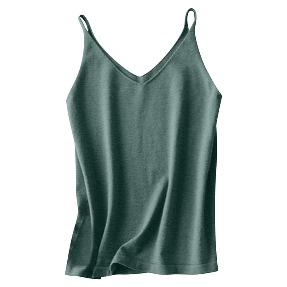 UPPADA Womens Casual Summer Tank Tops Adjustable Camisole Tops Sleeveless Square Neck Spaghetti Strap Tank Tops Solid Color Basic Shirt,Tank Top for Women Green,M