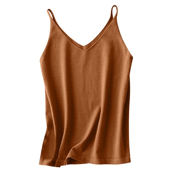 UPPADA Womens Casual Summer Tank Tops Adjustable Camisole Tops Sleeveless Square Neck Spaghetti Strap Tank Tops Solid Color Basic Shirt,Tank Top for Women Plus Size Brown,XL