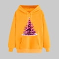 thumbnail image 1 of UPPADA Womens Christmas Hooded Sweatshirt Xmas Tree Long Sleeve Shirts Vacation Graphic Casual Long Sleeve Pullover Tops Blouses Womens Hoodies Oversized Yellow,XXL, 1 of 5