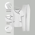thumbnail image 1 of UPPADA Womens Comfy Scrub Set V Neck Short Sleeve Top with Straight Leg Pants Tunic Tops Nurse Uniform with Multi Pocket White,XXL, 1 of 8