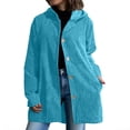 thumbnail image 1 of UPPADA Womens Corduroy Hoodies Long Sleeve Oversized Button up V Neck Blouses Tops Loose Fit Fall Jacket with Pockets Light blue,XL Women's Fuzzy Jacket with Hood, 1 of 7