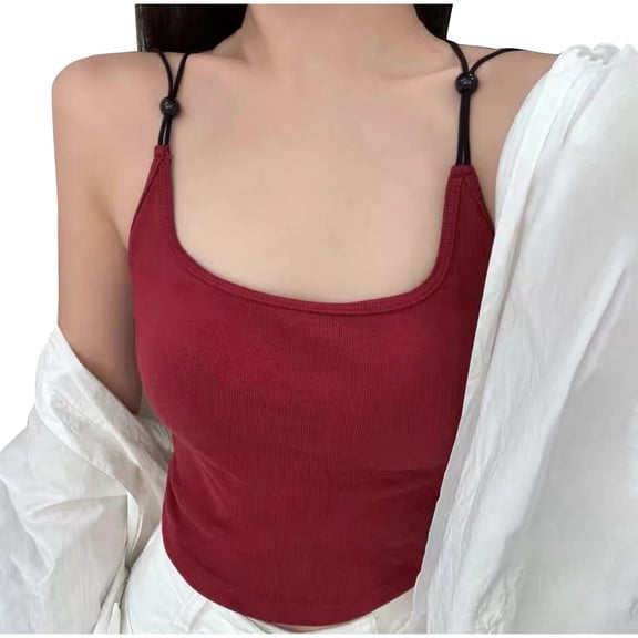 UPPADA Womens Cotton Linen Crop Tank Tops Loose Flowy Comfy Tunics for Spring Summer Sleeveless Crewneck Tank Tops,Tank Top for Women Workout Fitted Red,Free Size