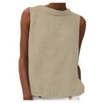 thumbnail image 1 of UPPADA Womens Cotton Linen Tank Tops Crewneck Loose Fit Sleeveless Blouses Solid Color Beach Vacation Outfits Summer Tank Tops,XXXL Khaki Tank Tops, 1 of 6