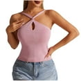 thumbnail image 1 of UPPADA Womens Criss Cross Halter Tank Tops Eyelet Cute Tops Summer Sleeveless Pullover Tops Casual Lightweight V Neck Knit Tank Top,Tank Top for Women Loose Fit Dressy Pink,L, 1 of 8
