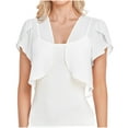 thumbnail image 1 of UPPADA Womens Crop Cardigans Trendy Lightweight Chiffon Open Front Cute Ruffle Sleeve Tunic Tees Basic Casual Shirts White,M, 1 of 6