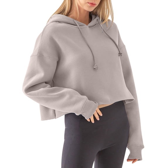 UPPADA Womens Cute Cropped Hoodies Y2k Long Sleeve Sweatshirts Fall Fashion Outfits Trendy Casual Clothes Women Hoodies Graphic Dark Gray,XL