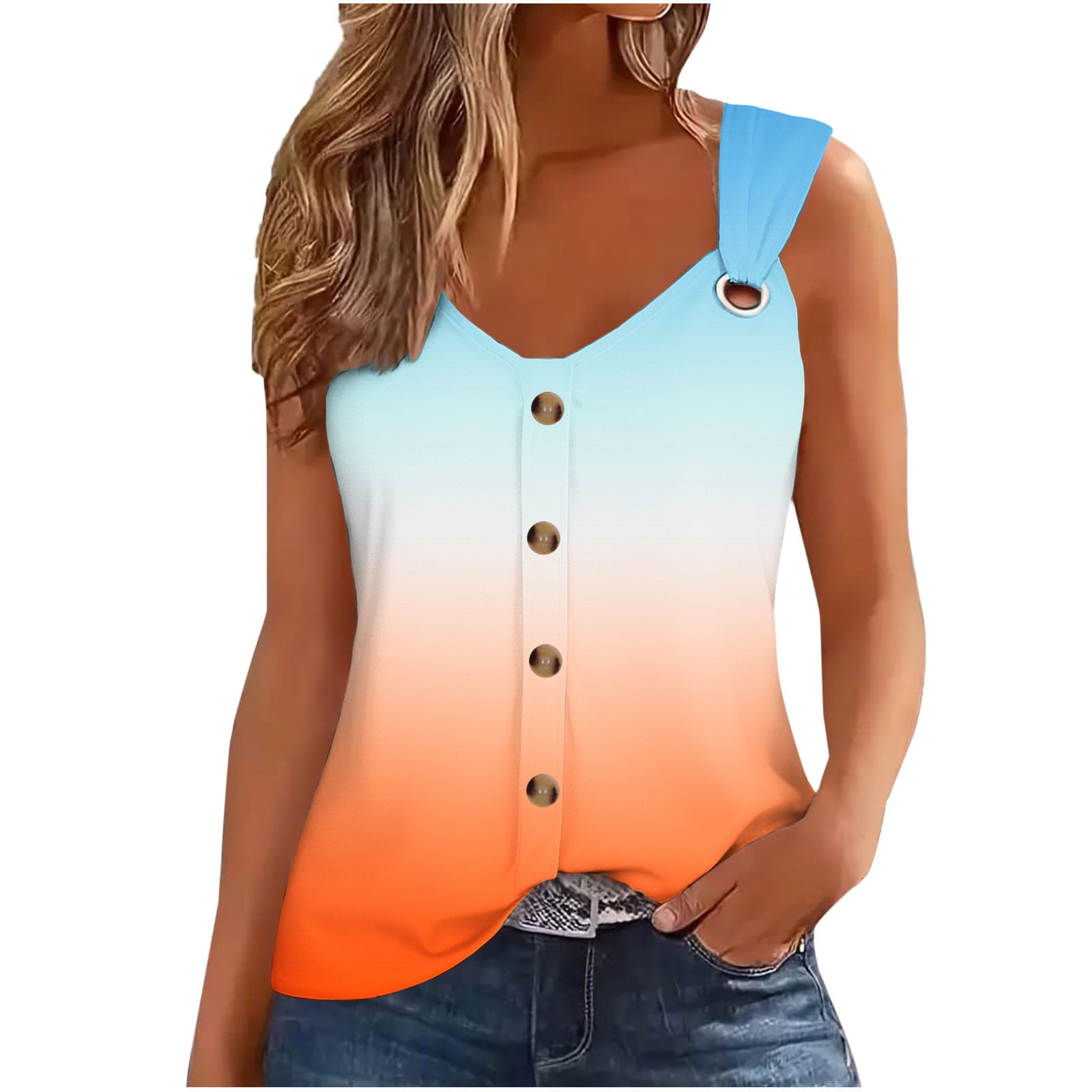 UPPADA Womens Cute Floral Print Tank Tops Dressy Crewneck Tops Cami