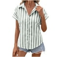 thumbnail image 1 of UPPADA Womens Dressy Striped Cardigans Button Down V Neck Shirts Short Sleeve Business Blouses Open Front Office Suit Army Green,XL, 1 of 6