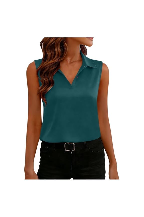 Womens Dressy Tank Tops Sleeveless V Neck Button Down Shirts Smooth Satin Comfy Tank Tops for Office Work and Everyday Layering,green tank tops XL