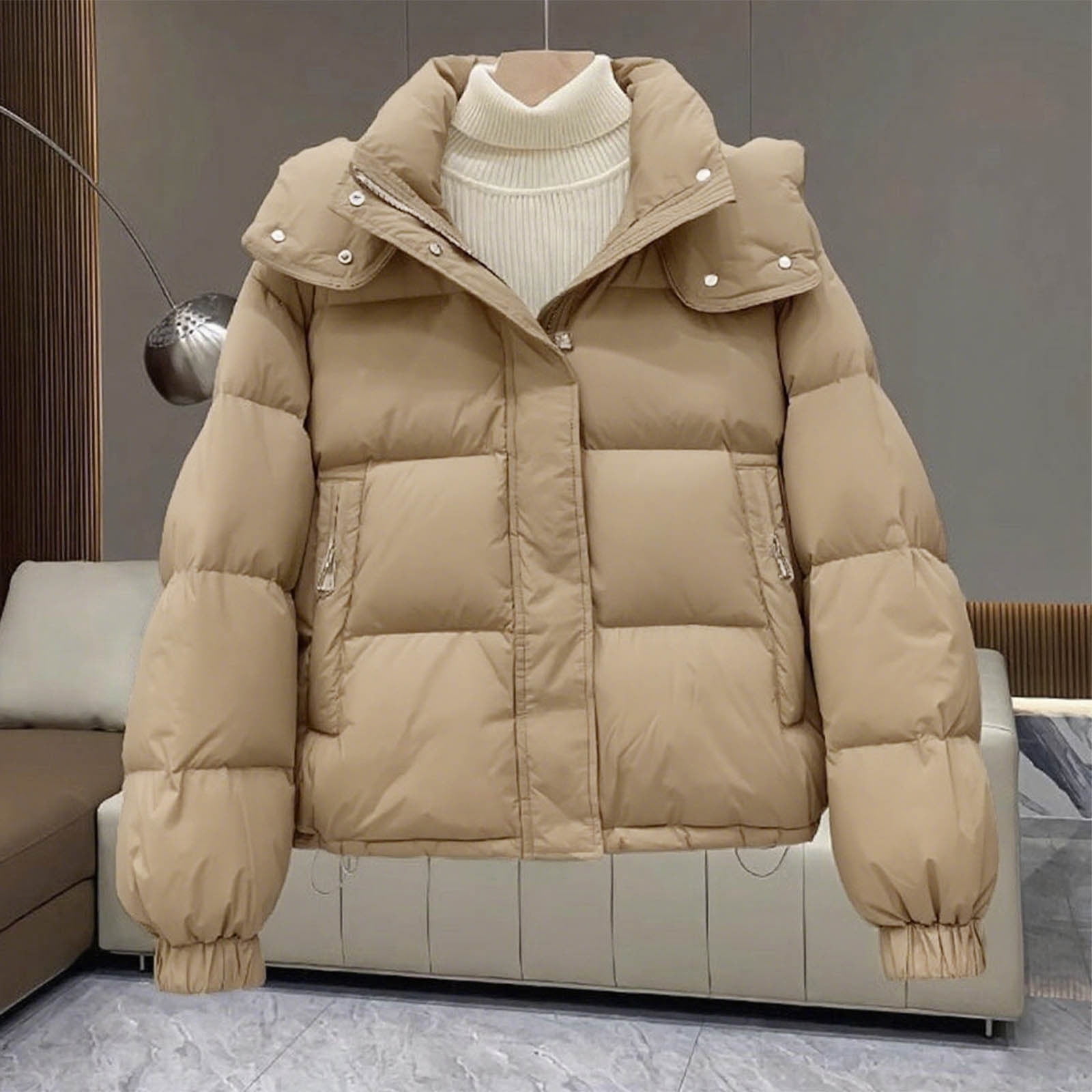 UPPADA Womens Fall Coats Cropped Puffer Jacket Oversized Short 