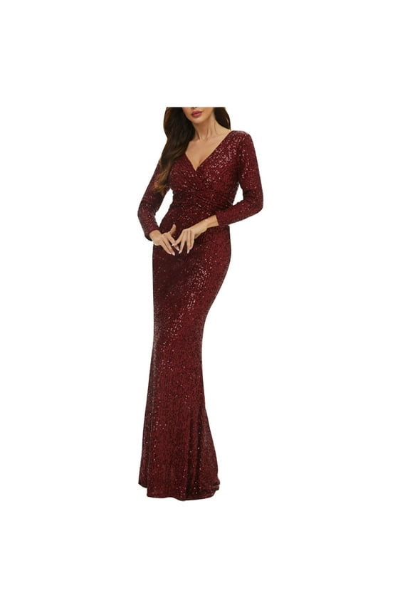 Womens Fall Wedding Guest Dresses Semi Formal V Neck Long Dresses Plus Size Formal Dresses Bodycon Wrap Dress Cute Side Slit Party Gown Pallets for