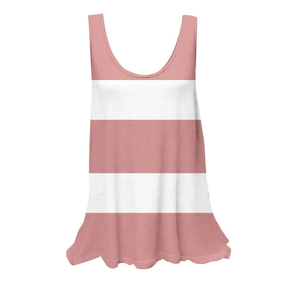 UPPADA Womens Floral Print Tank Tops Loose Fit Casual Round Neck Sleeveless Summer Tops Trendy Vacation Clothes 2025 Flowy Basic Tops Curvy Hem Women Clothing Pink,XL