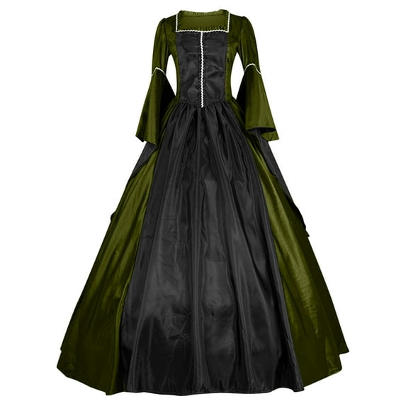 UPPADA Womens Gothic Costumes Long Sleeve Victorian Dresses Plus Size Corset Dress Maxi Flowy Dress Party Cocktail Dress Lace Up Masquerade Dress Cute Ball Gowns Daily