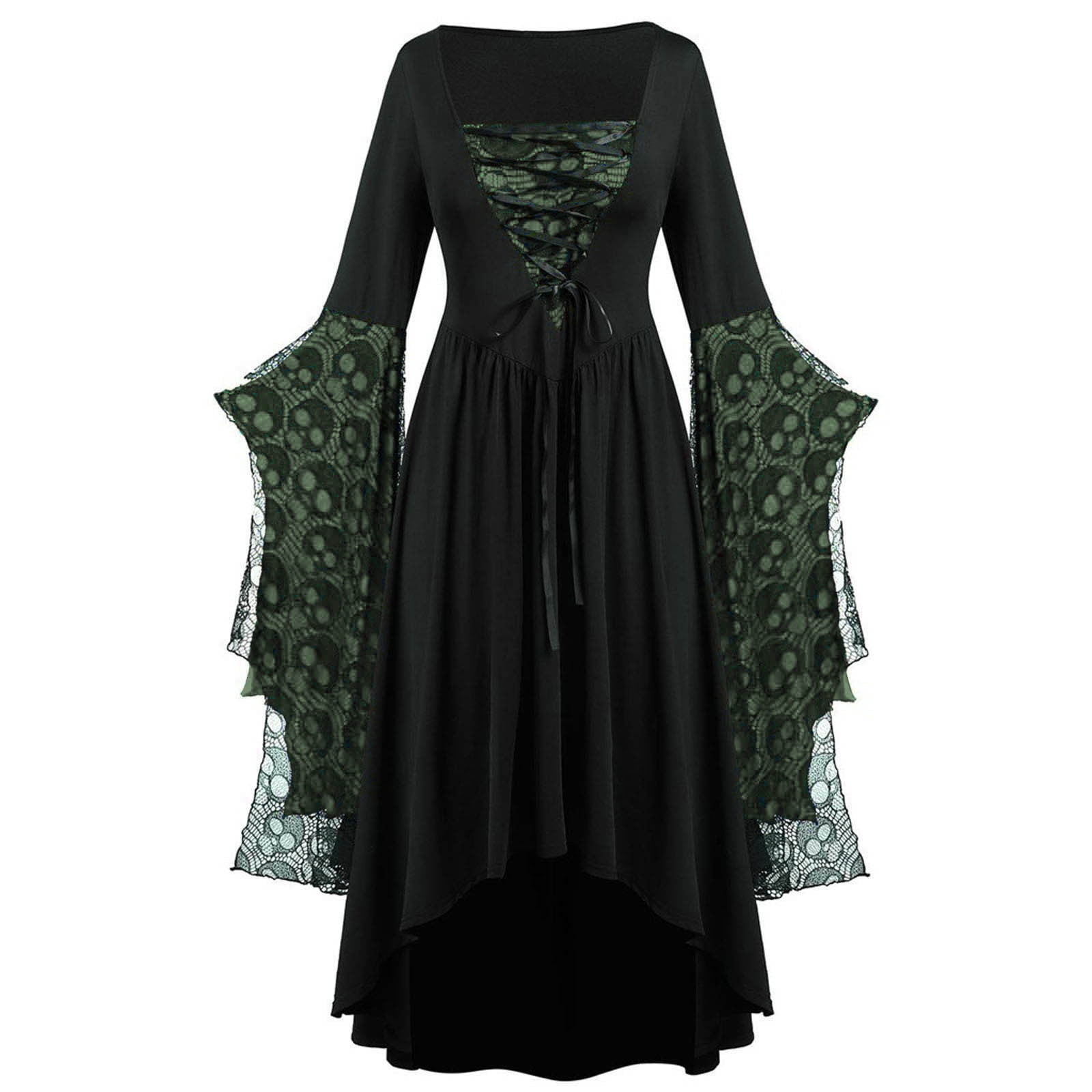 UPPADA Womens Gothic Dress Plus Size Flare Sleeve Dress Skull Lace Print  Steampunk Dresses Cocktail Dresses Flowy Goth Corset Dress Maxi Wedding  Guest Dresses - Walmart.com