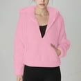 thumbnail image 1 of UPPADA Womens Half Zip Fleece Pullover Tops Fuzzy Oversized Hooded Sweatshirts Sherpa Long Sleeve Hoodies with Pockets Pink,XL Women's Winter Warmth Full Zip Jacket, 1 of 8