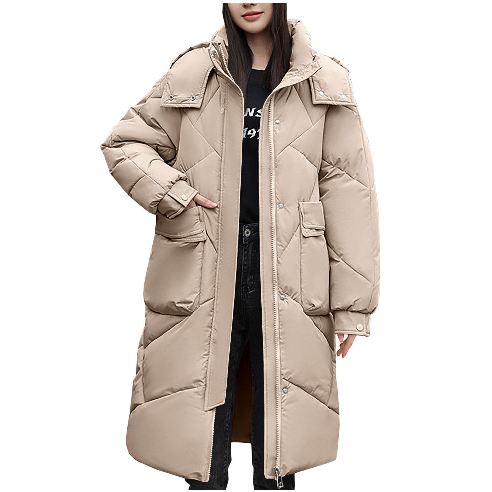 ジャケット・アウター Th products LONG PADDED COAT Amazon.com: Winter Puffer Jacket Womens Fashion Oversized