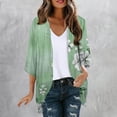 thumbnail image 1 of UPPADA Womens Kimono Cardigans Loose Fit Dressy Cover up Floral Print Cute Cardigan 3/4 Length Sleeve Blouses Casual Dressy Lightweight Open Front Green,XL, 1 of 5