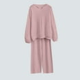 thumbnail image 1 of UPPADA Womens Knit Lounge Sets 2 Piece V Neck Sweater Set Casual Trendy 2 Piece Outfits Fall Winter Clothes Loose Two Piece Sets Pink,Free Size, 1 of 5