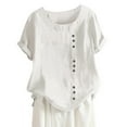 thumbnail image 1 of Summer Savings Clearance UPPADA Womens Linen Plus Size Tops - Womens Casual Loose Button Linen T shirt Plus Size Daily Boho Tunic Fashion Blouse Tops, 1 of 3