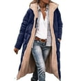 thumbnail image 1 of UPPADA Womens Long Puffer Coat Reversible Fleece Jacket Shearling Parka Jackets Loose Winter Coats for Women with Hood Navy,XXXL Fleece Hoodie Jackets for Women, 1 of 7