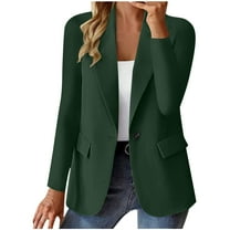 UPPADA Womens Long Sleeve Blazer Cardigan Casual Solid Work Suit Dressy Comfy Open Front Trendy Outfits Army Green,L