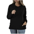 thumbnail image 1 of UPPADA Womens Long Sleeve Hoodie Fashion Dressy Hoodies Fall Pullover Tops Casual Hooded Sweatshirts with Kangaroo Pockets Women Hooded Sweatshirt Black,M, 1 of 6