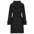 thumbnail image 1 of UPPADA Womens Long Trench Coats Dressy Lady Medium Length Outerwear Windbreaker Wool Pea Coats Warm Winter Trench Coat Black,L, 1 of 6