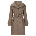 thumbnail image 1 of UPPADA Womens Long Trench Coats Dressy Lady Medium Length Outerwear Windbreaker Wool Pea Coats Warm Winter Trench Coat Khaki,M, 1 of 6