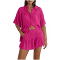 thumbnail image 1 of UPPADA Womens Lounge Sets 2 Piece Outfits Shorts and Button Down Shirts Two Piece Lounge Set Summer Matching Sets Casual Beach Vacation Outfits Hot Pink,XL, 1 of 8
