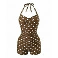 thumbnail image 1 of UPPADA Womens One Piece Bathing Suit Halter Swimsuit Polka Dot Flattering Swimsuits Cute Beach Outfits Vintage Cute Swimsuit Full Coverage One Piece Swimsuit Brown,L, 1 of 4