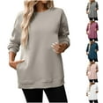 thumbnail image 1 of UPPADA Womens Oversized Sweatshirts Crewneck Long Sleeve Pullover Tops Solid Color Dressy Tunics Fall Fashion Clothes with Pocket Beige,XL, 1 of 9