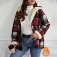 thumbnail image 1 of UPPADA Womens Plaid Button Up Shirts Fall Shacket Jacket Long Sleeve Fleece Lined Hooded Jackets Fall Winter Warm Coat,Fall Shacket,XL, 1 of 7