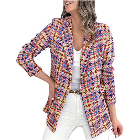 UPPADA Womens Plaid Shacket Button Down Long Sleeve Shirt Fall Winter Outfits Flannel Jacket Loose Fit Shirts with Pocket Purple,L