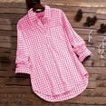 thumbnail image 1 of UPPADA Womens Plaid Shirts Flannel Shacket Jacket Basic Casual V Neck Plaid Print Cuffed Long Sleeve Work Tops Blouses Shirts Womens Plaid Top,Pink S-5xl, 1 of 3