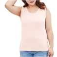 thumbnail image 1 of UPPADA Womens Plus Size Camisole Tops Solid Color Crewneck Tank Tops Comfy Sleeveless Shirts Basic Cami Tank Tops Lightweight Summer Tees,XXXXL Pink Tank Tops, 1 of 6
