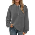 thumbnail image 1 of UPPADA Womens Plus Size Hooded Sweatshirt Trendy Stripe Sleeve Drawstring Hoodies Casual Oversized Loose Fit Pullover Tops with Pockets Dark Gray,L, 1 of 6
