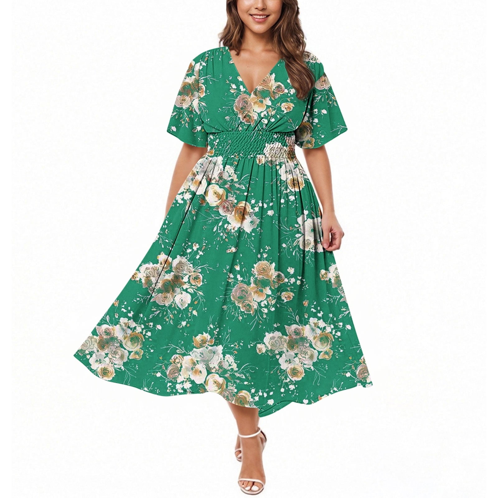 green emerald velvet dress Green Chiffon Wrap Dress With Tea Sleeve