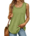 thumbnail image 1 of UPPADA Womens Plus Size Tank Tops Summer Sleeveless Henley T-Shirts Tops Casual Button Down Tunics Shirts Summer Loose Fit Basic Tees Crew Neck Solid Tunic Tops Green,S, 1 of 5