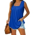 thumbnail image 1 of UPPADA Womens Plus Size Tank Tops Summer Sleeveless Henley T-Shirts Tops Casual Button Down Tunics Shirts Summer Loose Fit Basic Tees Crew Neck Solid Tunic Tops Blue,XXL, 1 of 7